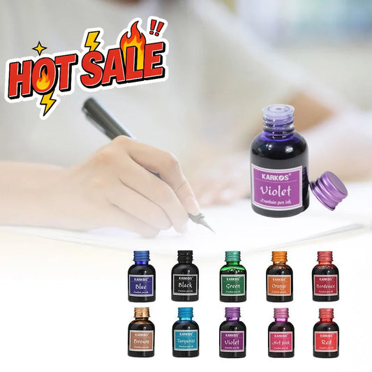 30ml Fountain Pen Ink – Non-Clogging, Water-Soluble, 10 Colors Fountain Pen Ink Oasis Select