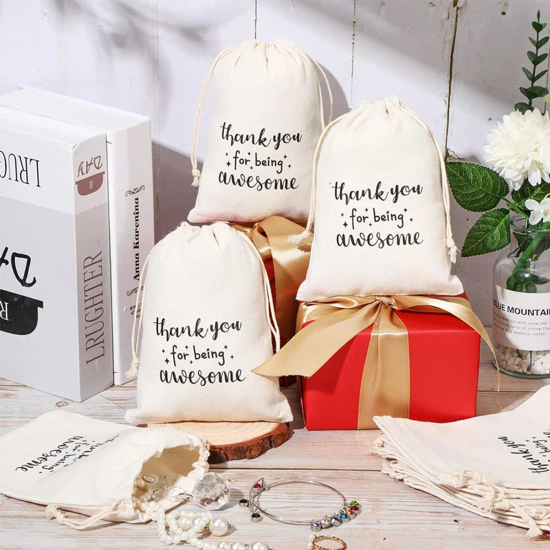 20 Thank You for Being Awesome Drawstring Gift Bags | Bulk Set Drawstring Gift Bags Peaceful Pleasures Health and Wellness