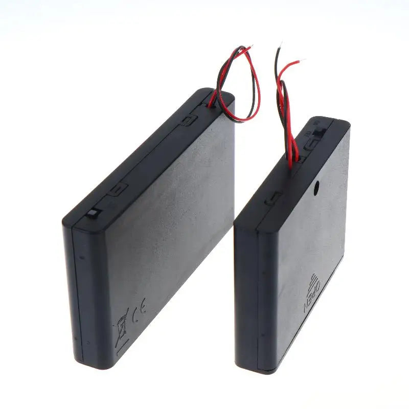 All Black AA Battery Holder Storage Case Box With Switch And Cover For AA Batteries Standard Container 1 2 3 4 6 Slots Peaceful Pleasures Health and Wellness