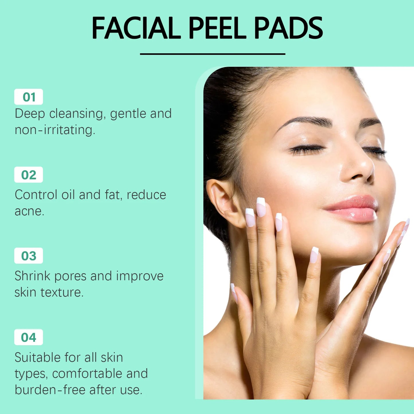 Glycolic Acid Cotton Pads Shrink Pores Blackhead Removal Oil Control Acne Treatment Exfoliating Moisturizing Facial Skin Care Peaceful Pleasures Health and Wellness