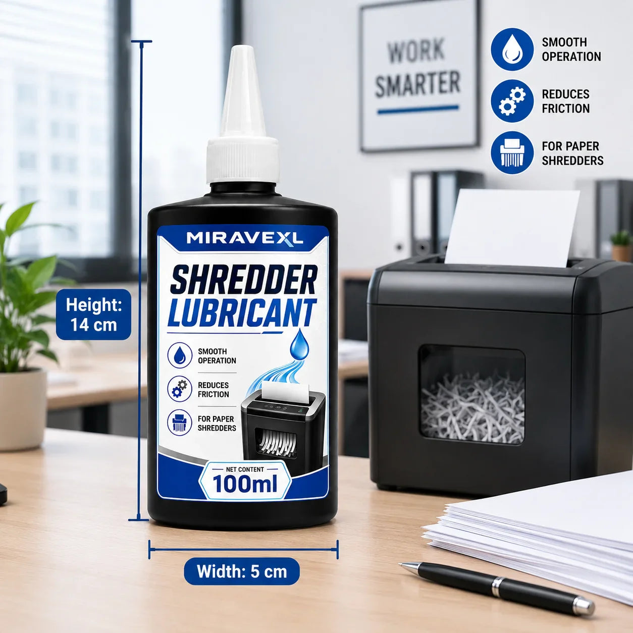MIRAVEXL Paper Shredder Lubricant Oil – Anti-Jam 100ml