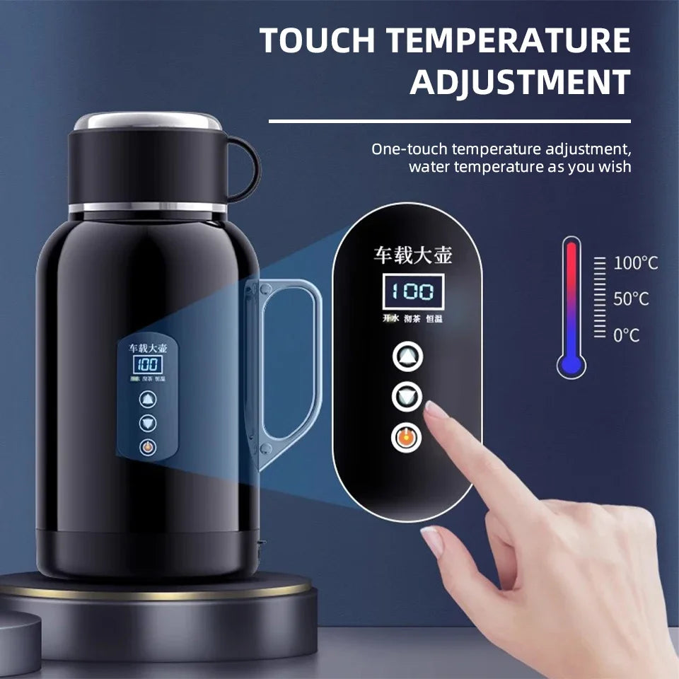 URGGU 12V/24V Car Electric Kettle 1500ml 304 Stainless Steel
