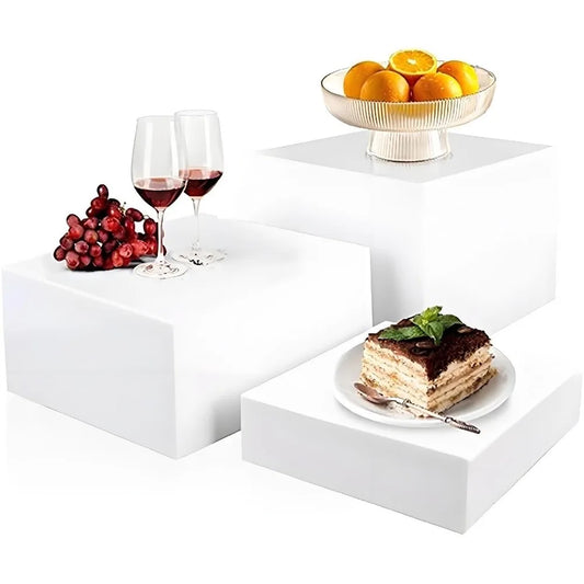 Acrylic Buffet Riser Set 3/6 Pcs – Stackable Dessert Display Buffet Display Riser Peaceful Pleasures Health and Wellness