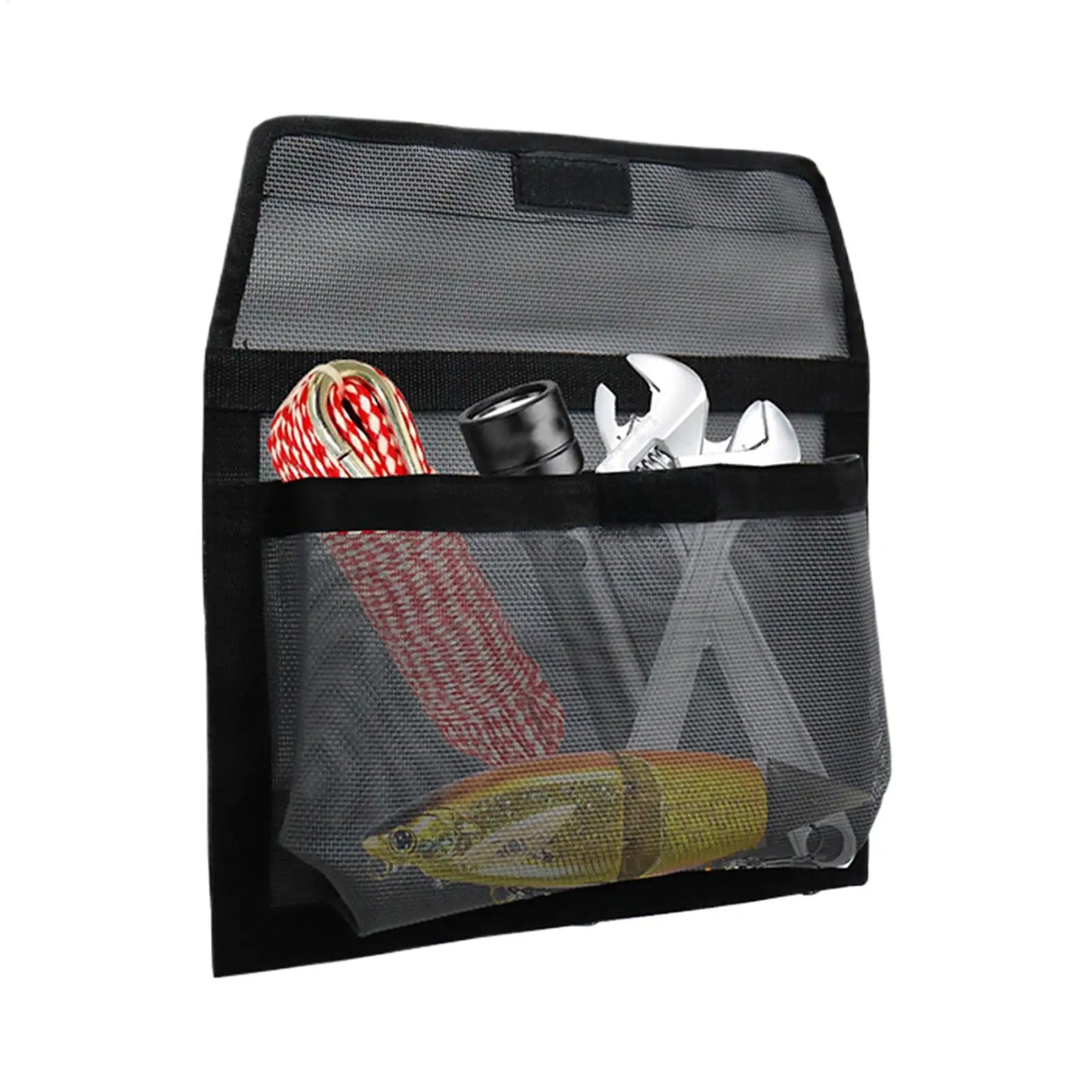 Marine Mesh Storage Bag – Self-Adhesive Boat Organiser with Lid