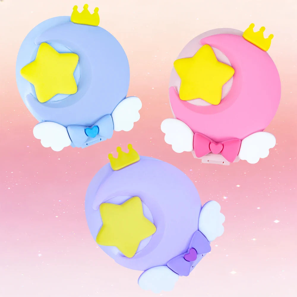 Magic Folding Mirror Comb – Moon & Star 2-in-1 Hair Brush