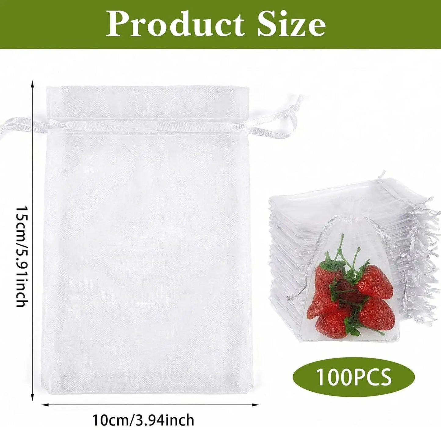 Fruit Net 100 Pieces Drawstring Breathable Reusable Fruit Trees Netting Bags For Grapes Tomato Strawberry Blueberry Vegetables Peaceful Pleasures Health and Wellness