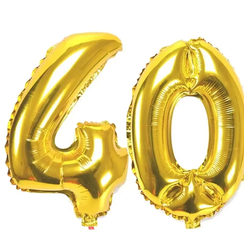 40" Giant Number Balloons – Birthday & Anniversary Gold/Silver