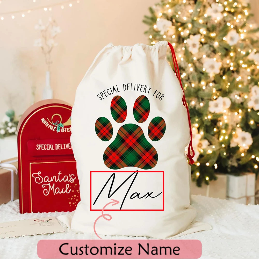 Personalized Pet Christmas Stocking Sack | Dog & Cat Gift Bag