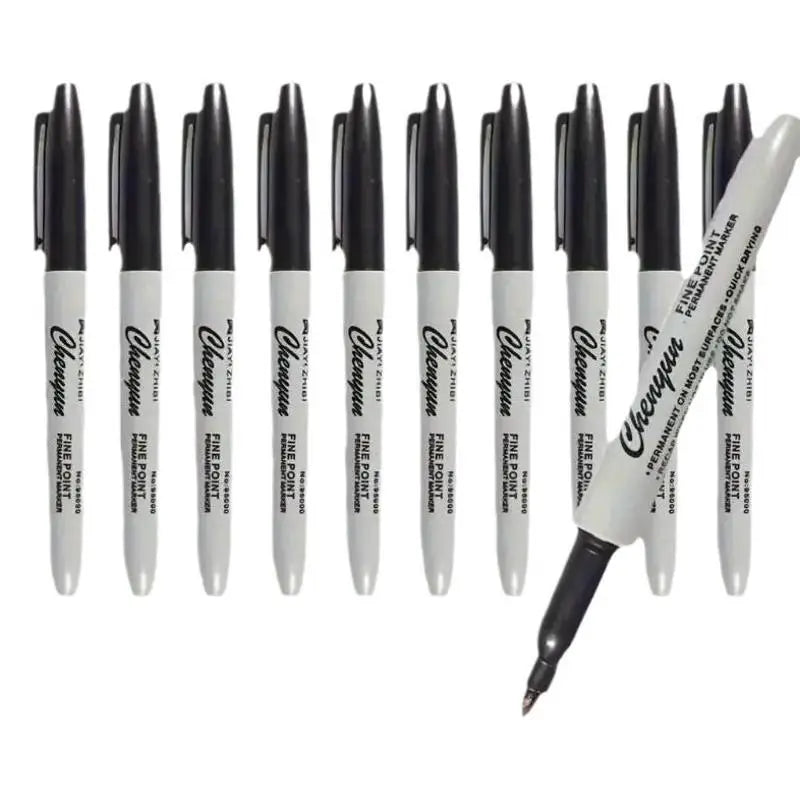 Black Fine Tip Permanent Marker Pens – Waterproof Quick Dry