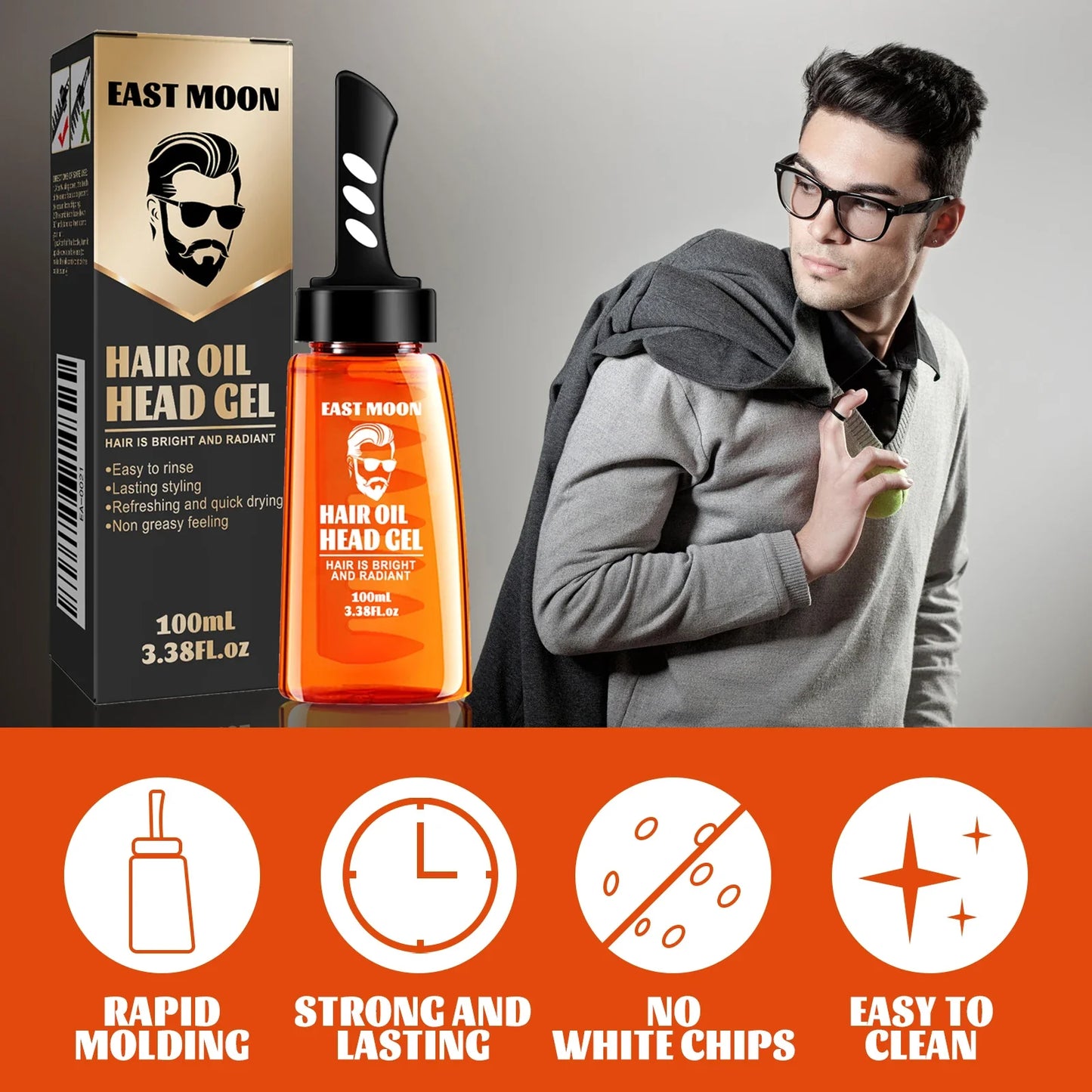 East Moon 2-in-1 Men's Hair Wax Gel & Comb 100ml Hair Wax Pomade Oasis Select