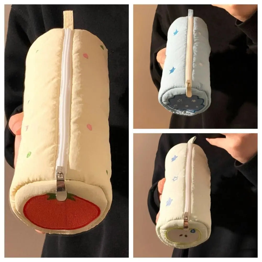 Embroidery Pencil Case Pouch Little Star Single Layer Makeup Lipstick Bag Stationery Holder Simple Pen Case School Office Supply Peaceful Pleasures Health and Wellness
