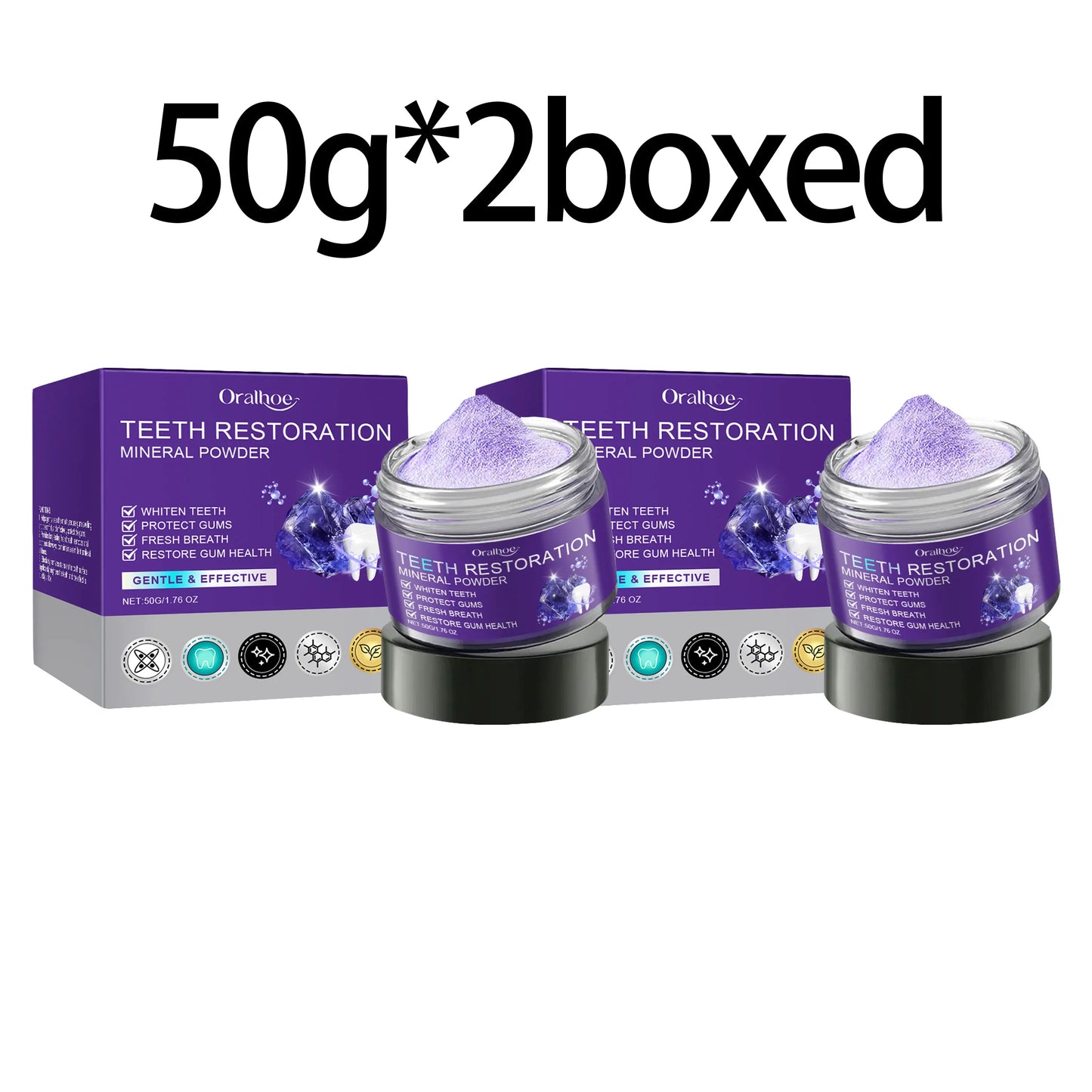 Oralhoe Purple Teeth Whitening Mineral Powder | Stain Remover