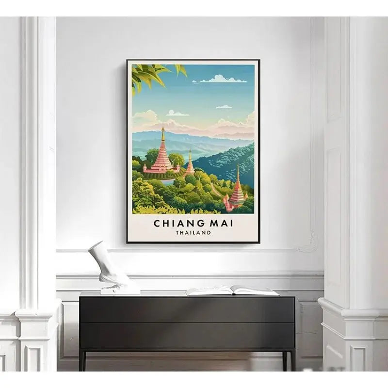 Thailand Travel Art Canvas Poster Phuket Chiang Mai Koh Phangan Bangkok City Landscape Asia Scenery Wall Art Painting Home Decor Peaceful Pleasures Health and Wellness