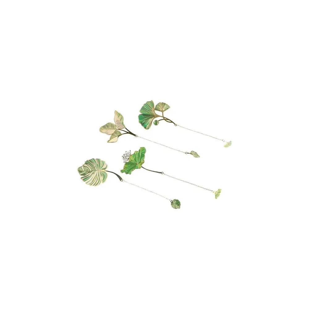 Lotus Leaf Metal Bookmark | Chinese Style Brass Tassel Gift
