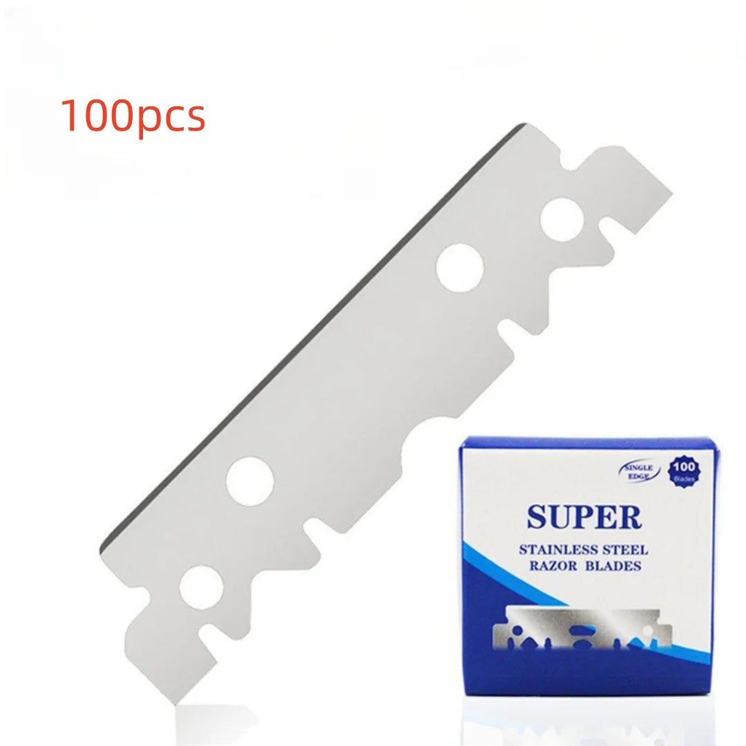 Gradient Gold Handle Magnetic Suction Straight Edge Razor, Portable Foldable Replaceable Blade Shaving Knife For Salon & Travel Peaceful Pleasures Health and Wellness 100pcs