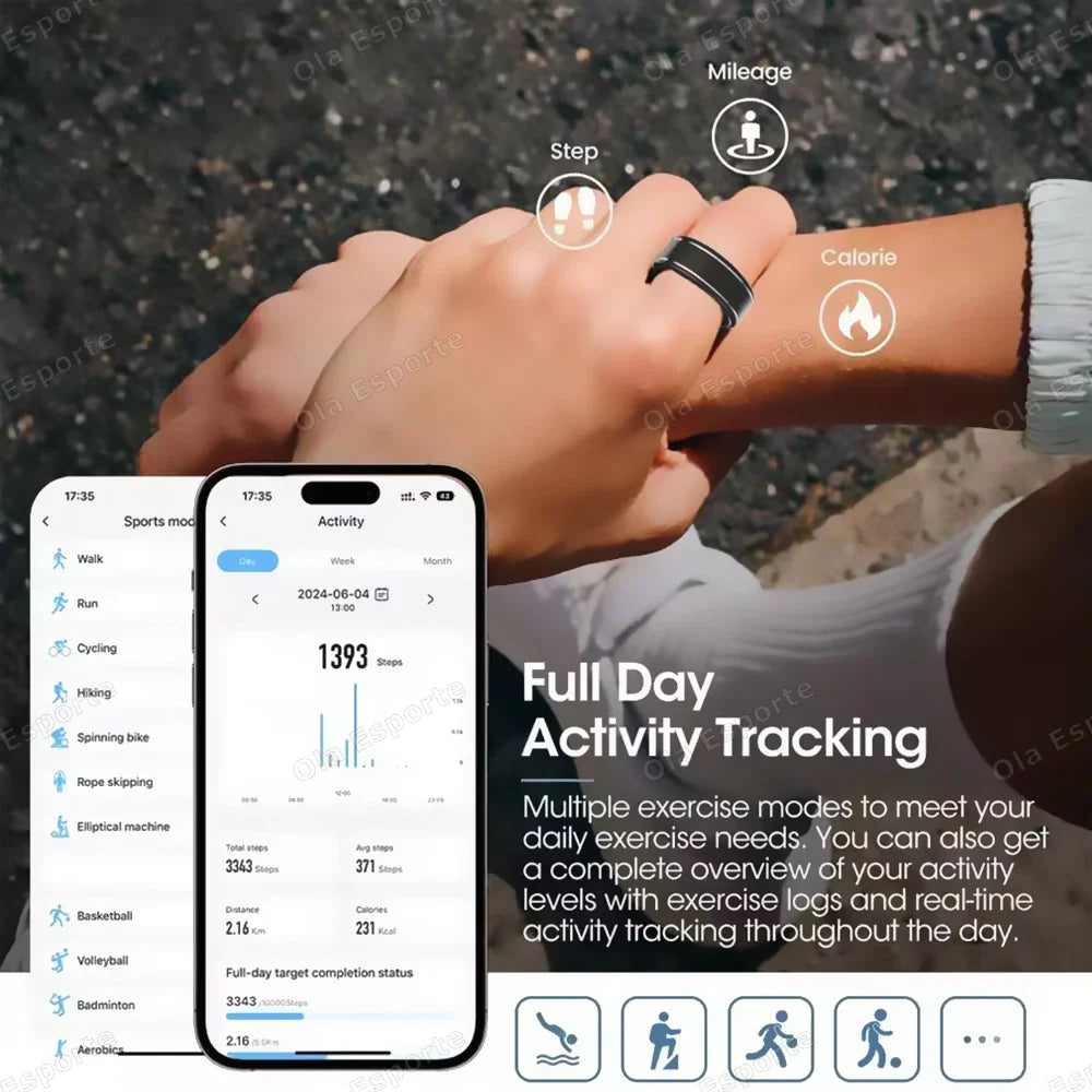Smart Ring Heart Rate SpO2 Sleep Tracker | 5ATM Waterproof