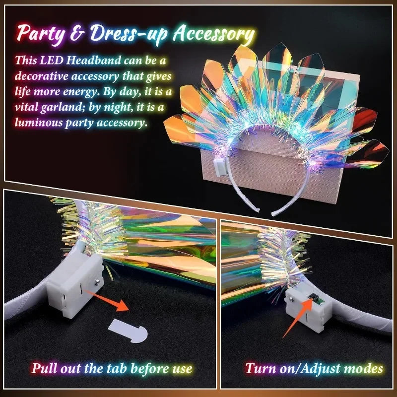 RGB Light Up LED Headband – Glowing Hair Hoop for Party