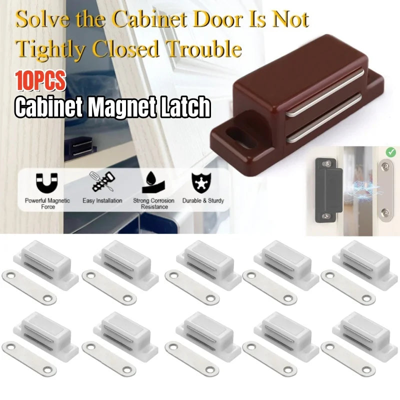 10 Pcs Plastic Cabinet Magnet Latch,Wardrobe Closet Closures,Strong Magnetic Door Catches for Cabinet Cupboards Drawers Shutters Peaceful Pleasures Health and Wellness