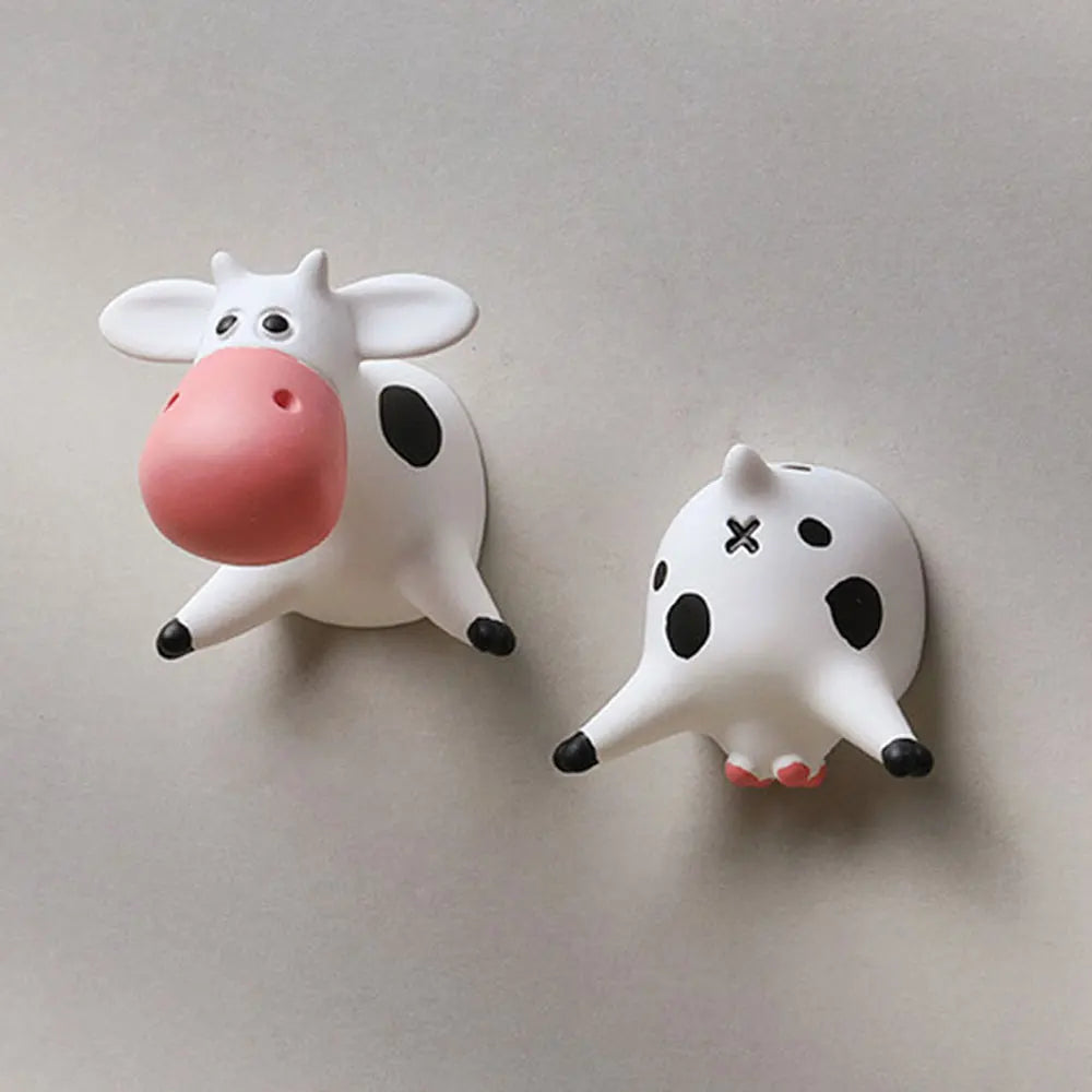 Cow Refrigerator Stickers Lying On Their Stomachs Cartoon Cute 3D Three-Dimensional Resin Magnets Creative Art Design Kitchen Peaceful Pleasures Health and Wellness