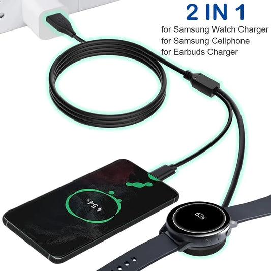 2 in 1 Galaxy Watch Charger Compatible with Samsung Galaxy Watch 6 /6 Classic /5 Pro/5/4/3/Active2/1,USB C Charging Phone Cable Peaceful Pleasures Health and Wellness