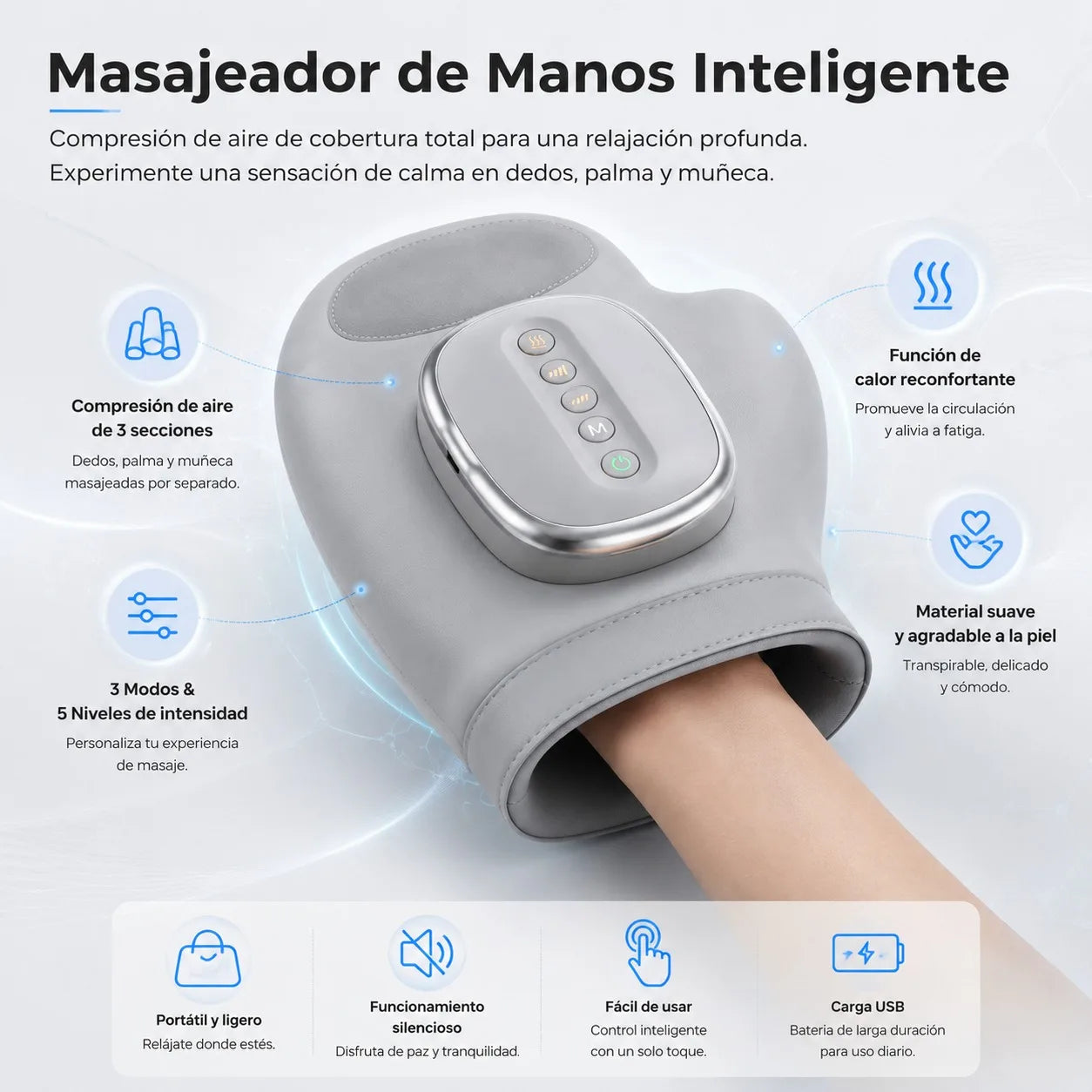 Hand Massager with Airbag Compression Finger Wrist Palm Massage Machine Vibration Glove for Hand Muscle Relax Gift for Men Women Peaceful Pleasures Health and Wellness