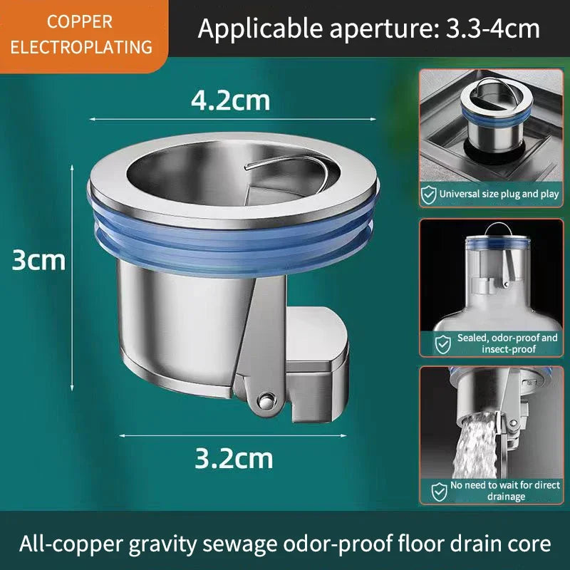 All-Brass Floor Drain Core – Odor & Insect Barrier Stopper