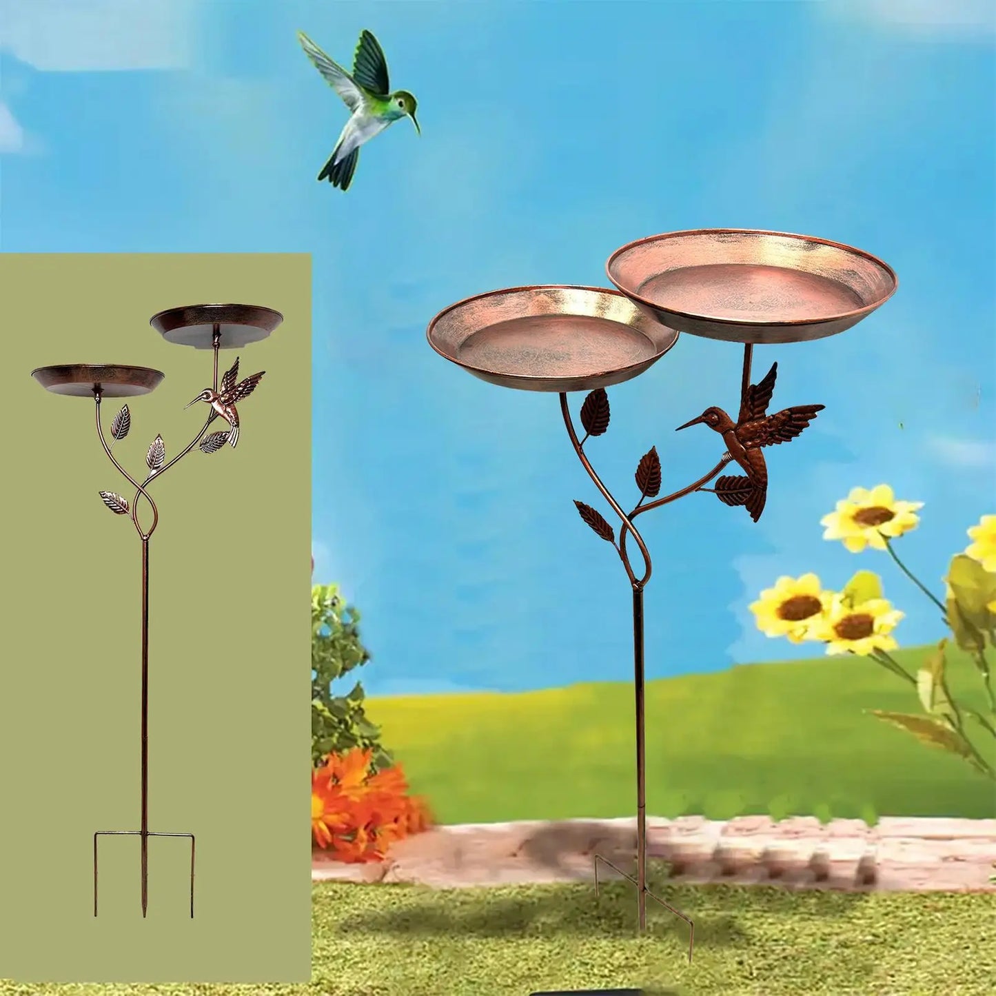 Rustproof Metal Bird Bath with Removable Bowl | Garden Decor