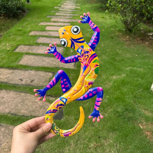 1pc Creative Iron Art Colorful Lizard Wall Hanging Home Metal Crafts Colorful Gecko Wall Decoration Peaceful Pleasures Health and Wellness