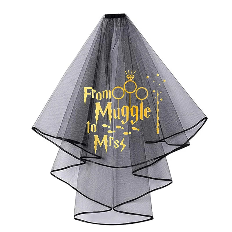 Black Wizard Bride To Be Veil | Bachelorette Hen Party Gift Bridal Party Veil Peaceful Pleasures Health and Wellness veil