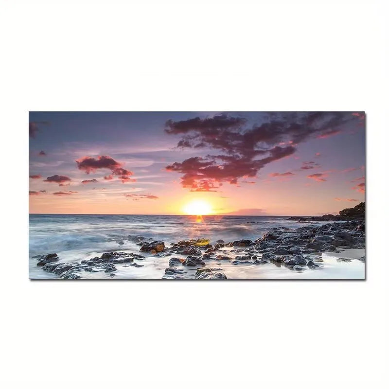 Beach Sunset Wall Art Posters Large Landscape Canvas Painting Print Nordic Wall Decoration Picture for Home Decor Unframed Peaceful Pleasures Health and Wellness ZLH2496 30x60cm No Frame