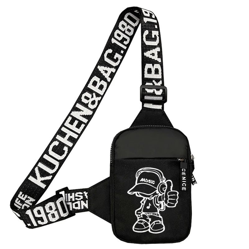Hip-Hop Graphic Crossbody Chest Bag for Men & Women