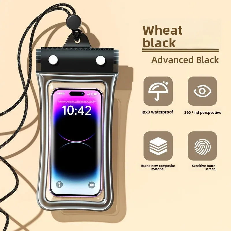 waterproof smartphone case cellphone pouch phone armbands and pouches waterproof phone bag floating phone case under water Peaceful Pleasures Health and Wellness Black(7 inch)