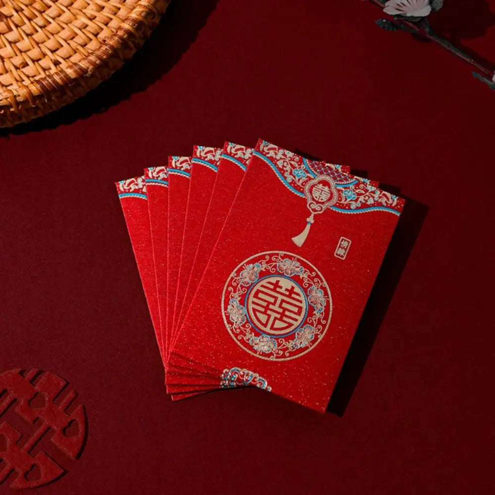 20pcs New Trendy Multiple Patterns Money Pocket Best Wishes Good Luck Red Envelope Lucky Money Blessing Bag Party Gifts Peaceful Pleasures Health and Wellness 10