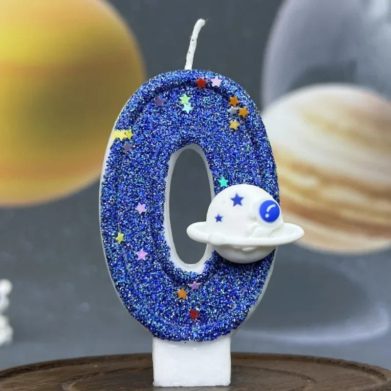 Children Party Boys Birthday Number Candle Cake Topper Blue Planetary Universe Baby One Year Old Dessert Decor Baking Supplies l Peaceful Pleasures Health and Wellness 0