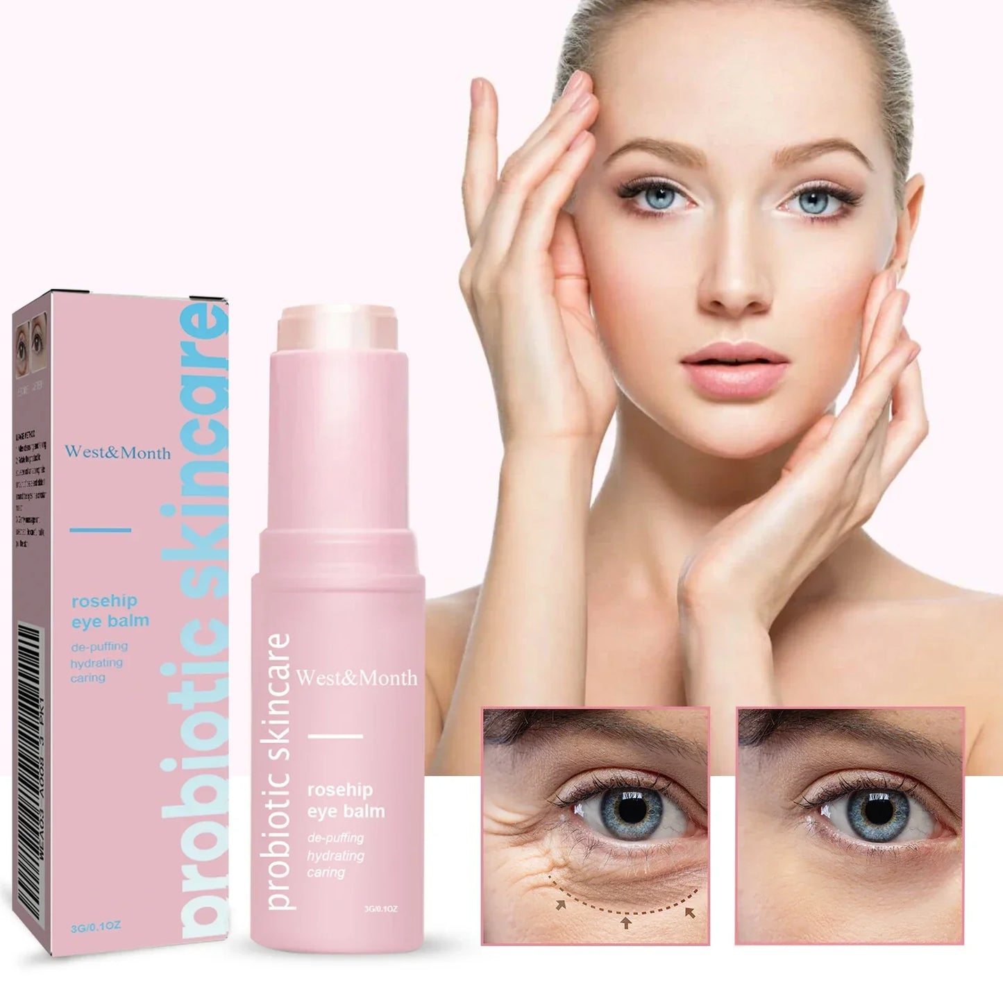 Rosehip Eye Balm Stick – Lifting, Fine Lines & Hyaluronic 15ml Peaceful Pleasures Health and Wellness