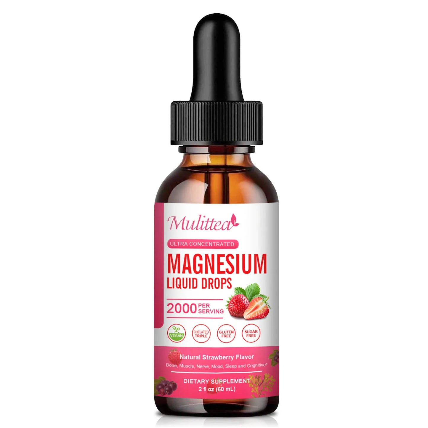 Liquid Magnesium Glycinate 500mg Drops – Sleep, Nerve & Muscle Support | 60ml Peaceful Pleasures Health and Wellness 1bottles United States