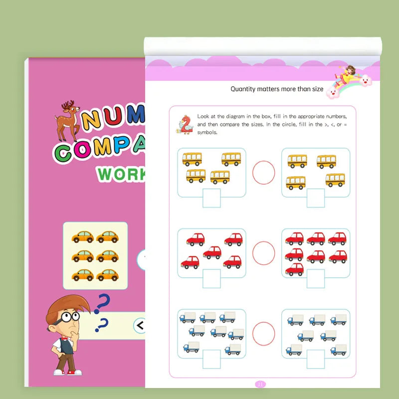 32 Pages Number Comparison Math Workbook Preschool Quantity Activity