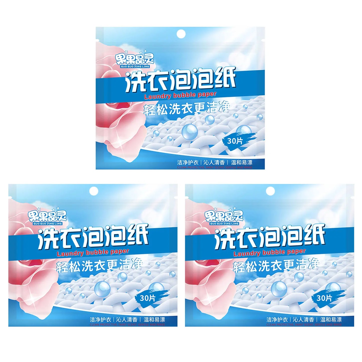 Laundry Bubble Paper Detergents Sheets Underwear Children's Clothing Laundry Soaps Concentrated Laundry Tablets For Home School Peaceful Pleasures Health and Wellness Pink 3 Bags