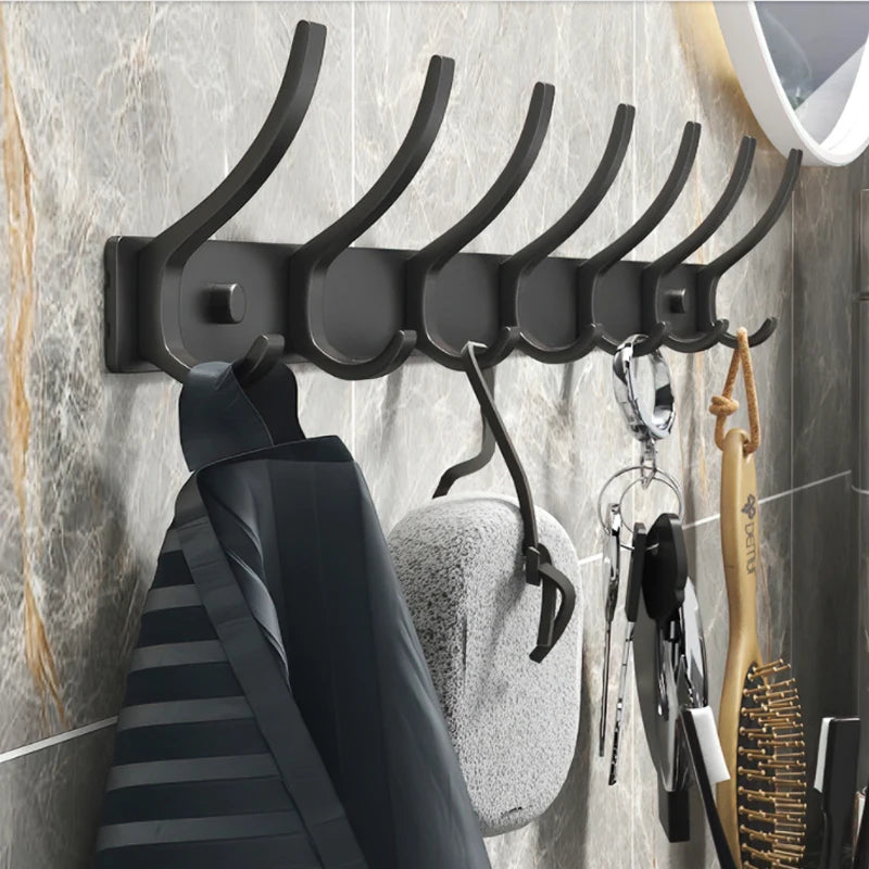 Folding Aluminum Robe & Towel Wall Hooks | 6-Pack Black White