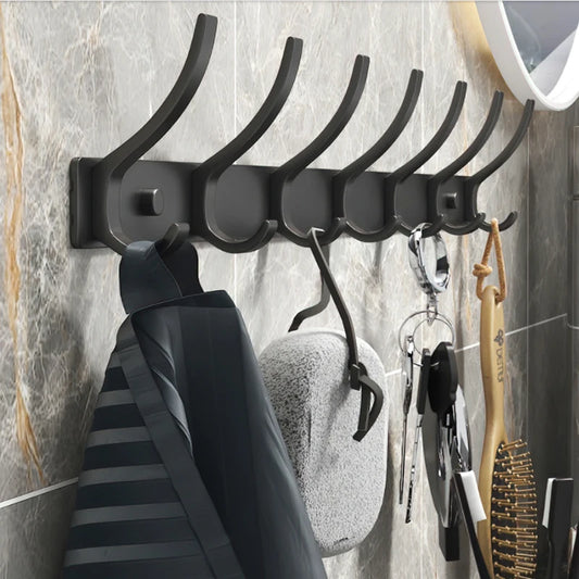 Folding Aluminum Robe & Towel Wall Hooks | 6-Pack Black White Wall Robe Hooks Peaceful Pleasures Health and Wellness