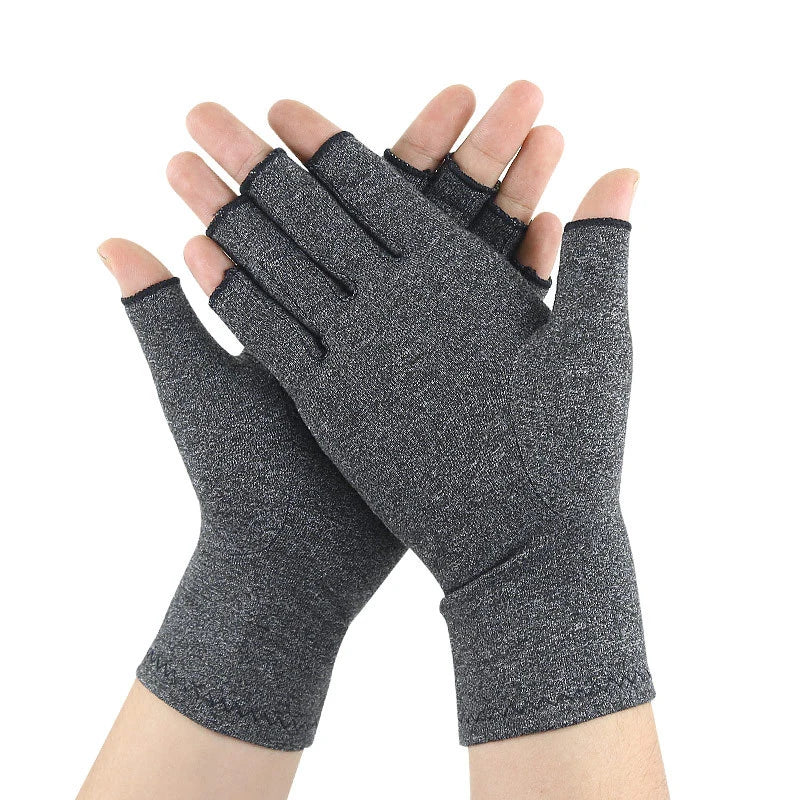 Relieve Hand Discomfort with 1pair Fingerless Compression Gloves Peaceful Pleasures Health and Wellness grey M