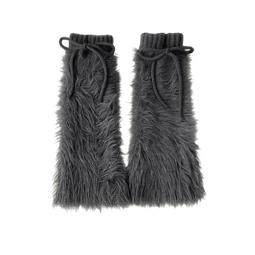 Autumn Winter Thickened Cold Resistant Adorable Subculture JK Fashionable Trendy Fur Lined Sock Boots Warm Sock Sleeves Fashion Peaceful Pleasures Health and Wellness Grey One Size
