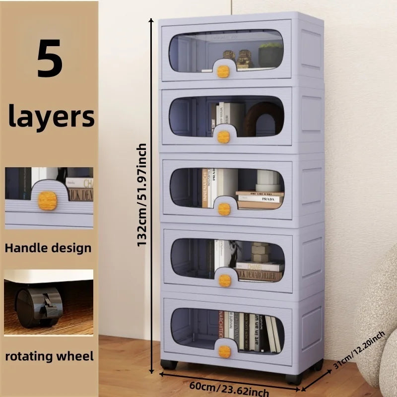 60cm Flip-Top Multi-Layer Storage Cabinet with Casters