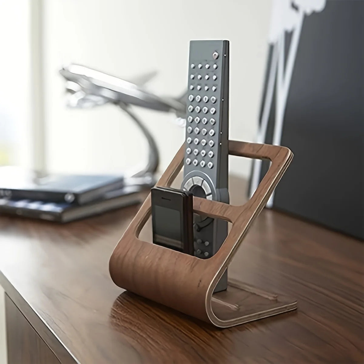 Home Remote Holder, Wooden Remote Control Holder, No Assembly Remote Caddy with 2-Slot Media Organizer for Home Living Room Peaceful Pleasures Health and Wellness