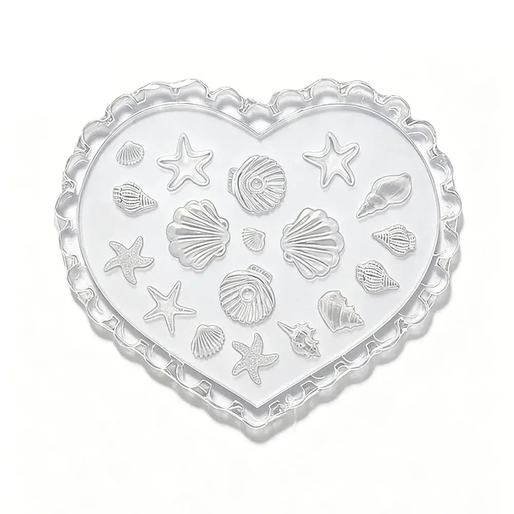 Marine Animals Design Nail Art Molds DIY 3D Summer Silicone Transparent Nail Mold Template Cute Starfish, Shell Molds Nail Tool Peaceful Pleasures Health and Wellness B