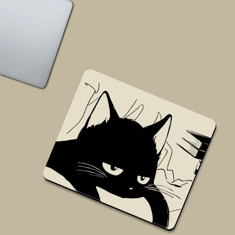Black Cat Mousepad – Non-Slip Natural Rubber Desk Mat