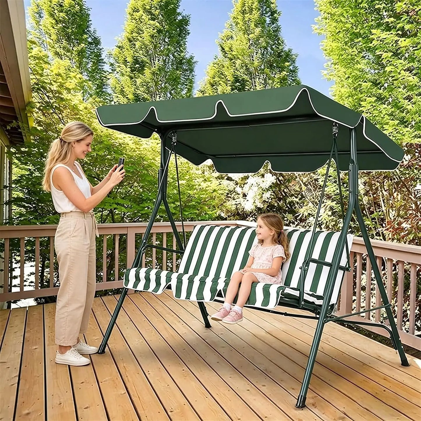 Waterproof UV-Resistant Patio Swing Canopy Replacement Weatherproof Seat Cover Fits Outdoor Swing for Garden Backyard Patio Deck Peaceful Pleasures Health and Wellness