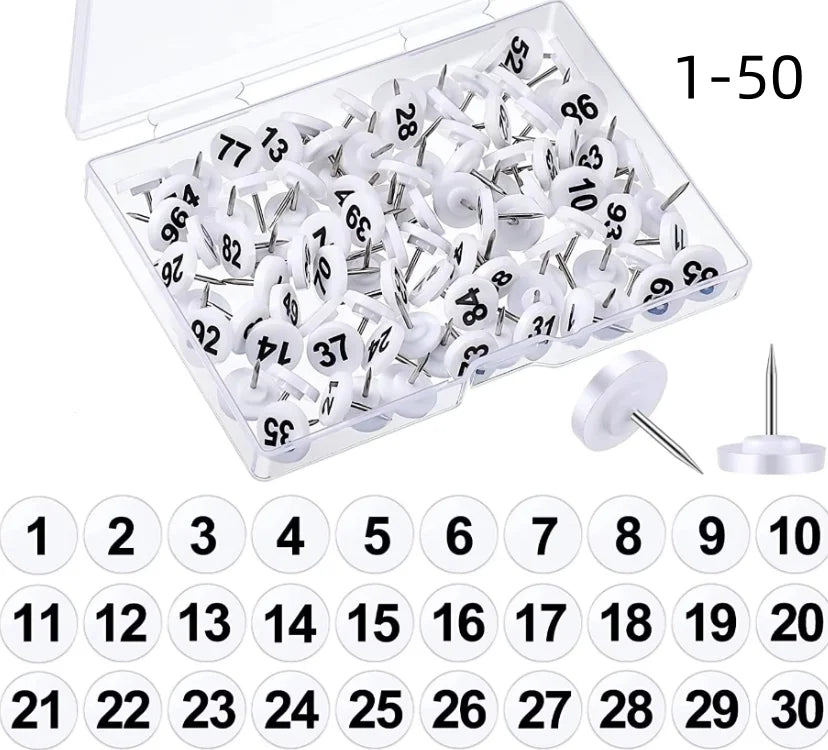 Bview Art Plastic Numbered Round Push Pins Decorative Thumb Tacks