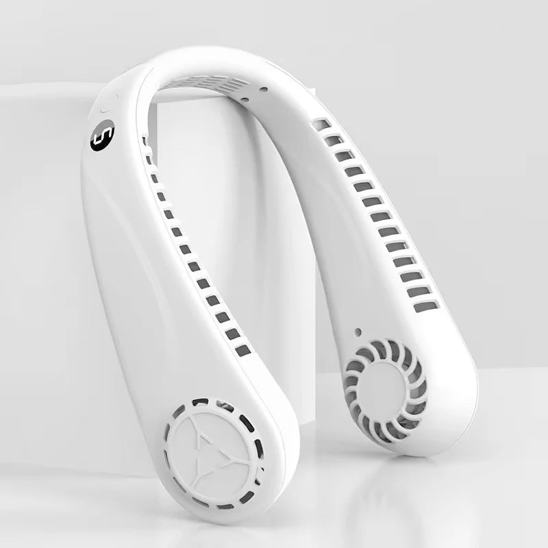 2026 Hanging Portable Neck Fan LED Digital Display Outdoor Rechargeable Bladeless Fan 5 Gear Mini Leafless Neck Cooler Peaceful Pleasures Health and Wellness