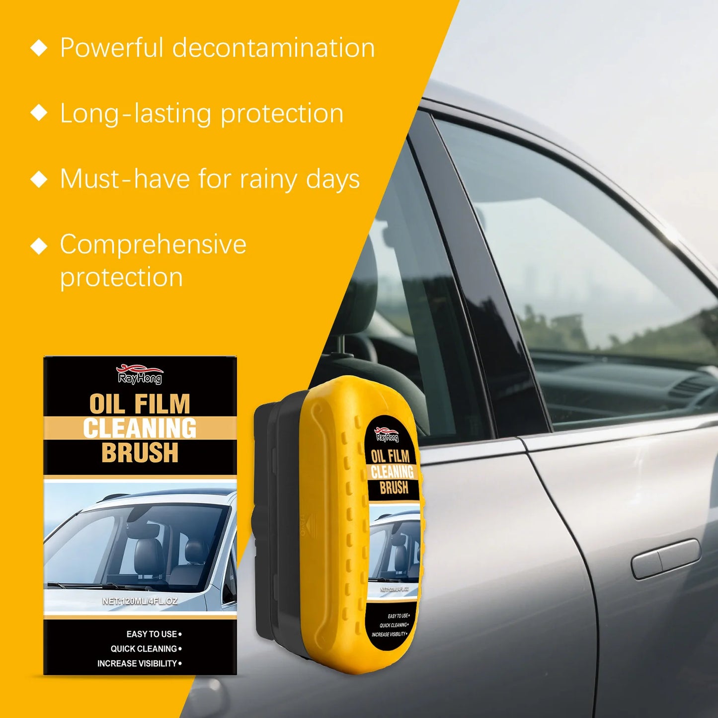 RayHong Car Glass Oil Film Remover Brush – Anti-Fog Windshield